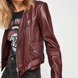 Free People Oversized Leather Jacket